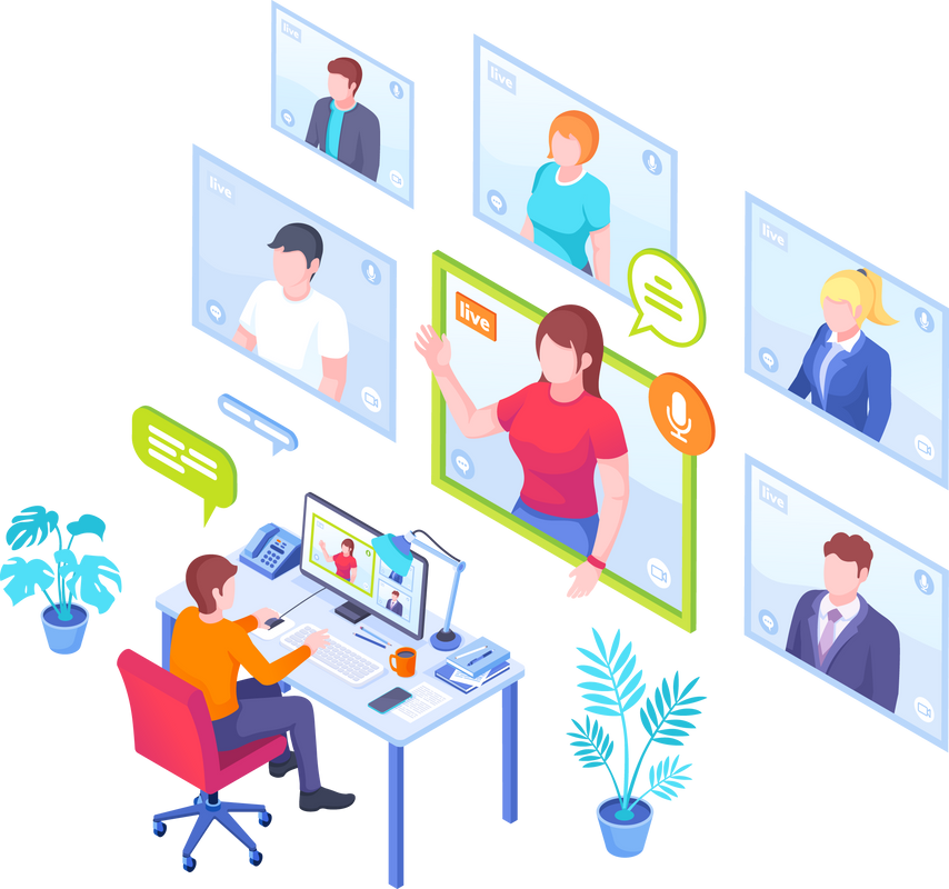 Video conference internet video call, isometric